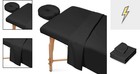 Massage Table Sheet Set 3 Pcs Black Microfiber Flat Fitted Facial Bed Breathable