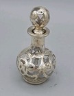 Antique Fine Silver  Overlay Perfume Bottle 4   damage 
