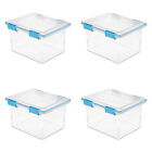 32 Qt Gasket Storage Box Storage Bin Container Organizer  W  Lid Blue Set Of 4