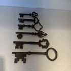 Large Antique 18th Century French Iron Steel Skeleton Key For Door Lot Of 6