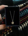 Silver Tone Cable Chain Necklace With Round Charm Pendant  Metal  No Stone