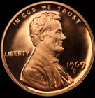 Beautiful Blaze Red 1969-s Lincoln Memorial Mint Proof Penny Original Proof