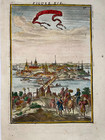 Stockholm Sweden 1683 Alain Manesson Mallet Antique View In Colors 17th Century