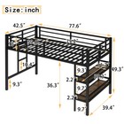 Twin Size Low Loft Metal Bed W 2-tier Storage Shelfes   Ladder Kids Teens black