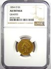 1854-o Three Dollar Indian Gold New Orleans Coin  3 - Certified Ngc Au Details