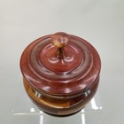 Vintage Hand Turned Handmade Inlaid Multi Wood Lidded Round Trinket Box