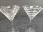 Mikasa Etched Crystal Martini Cocktail Glasses  set Of 2  - New No Box