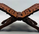 Vintage Hand Carved Wooden Folding Book Stand Holder Bible Cookbook Quran Rehal