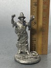 Vintage Pewter Wizard Holding Crystal Ball W Sword   Crystals Mythical Fantasy