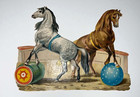 Large Antique Victorian Circus Horses Die Cut Scraps Chromolithographs Lot Of 2