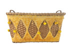 Antique Shaker Style Folk Art Basket Yellow Silk   Velvet With Tassels Primitive