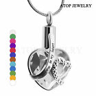Heart Crystal Cremation Pendant Ashes Keepsake Memorial Urn Necklace 12 Colors