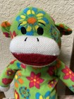 Dan Dee Sock Monkey Plush Flowers Butterflies Green Ultra Soft