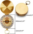 Brass Pocket Compass Luminous Dial Vintage Style Waterproof Keyring