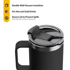 Rtic 16 Oz  Stainless Steel Road Trip Travel Coffee Mug Lid Handle