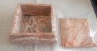 Vintage Stone Marble  Trinket Jewelry Box In Creams red  And Brown Colors 3 1 4 
