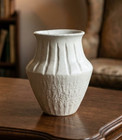 Vintage Studio Pottery Ceramic Vase Textured White Speckled Planter Urn Decor 7