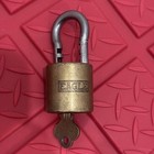 Rare Eagle Lock Padlock round Brass Body   Steele Shackle  With Key Vintage