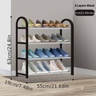 4 Tier Shoe Rack Organizer Metal Storage Shelf Stand Entryway Space Saving Black