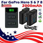 2pack 2000mah Battery   Lcd Dual Charger For Gopro Hero8 hero7 hero6 hero5 Black