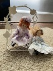 Lot Of 3 6    Vintage Porcelain On Metal Swing   5    Dg Porcelain Dolls One W Tag
