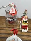 Vtg Coca Cola Christmas Ornament Lot Of 7 Santa Bear Coke See Pictures
