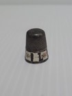 Antique Sewing Thimble Sterling  Silver Floral Guilloche Enamel