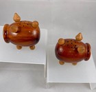 Vintage Yellowstone National Park Pig Salt   Pepper Shakers Wood Souvenir Set