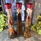 Vtg 9    Infused Vegetable Oil Bottles - Set Of 3 - Wax Seal Raffia - Tuscan Decor
