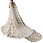Women Tulle Cathedral Floor Length Wedding Capes Shoulder Imitation Crystal Jewe