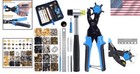 Ergonomic Revolving Hole Punch Tool Set With 100 Snap Fasteners   Rivets