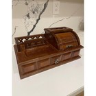 Vintage Men s Wood Valet Organizer With A Roll-top Jewelry Box