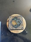 Vintage Floral Tin Black Gold Multicolor Square Decorative With Lid Painted