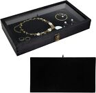 Wooden Jewelry Display Case With Tempered Glass Top Velvet Display Pad Black Usa