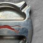 Vintage Greyhound Bus Lines Chrome Metal Ashtray Red Dog Advertising