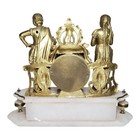 Antique French Neoclassical Alabaster Gilt Clock Falconer   Admirer Statue