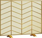 Single Panel Handcrafted Wrought Iron Mesh Chevron Fireplace Screen  Fire Spark