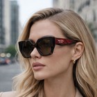 Prada Pr 15ws Oversized Square Sunglasses Women Authentic Red Tortoise Uv400