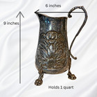 Vintage  Silver Plated Pitcher-floral 3 Footed Vintage Victorian Decor