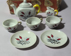 Vintage Japan Floral Miniature Porcelain Toy Tea Set 7 Piece