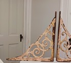 Vintage Architectural Salvage Cast Iron Primitive Victorian Shelf Brackets Pair