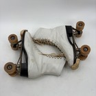 Vintage 1940s 50s Hyde Chicago Roller Skates Size 7 5 Wood Wheels White Leather