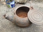 Antique Large Cast Iron Tea Kettle Pot Swivel Lid  For Wood Burning Stoves