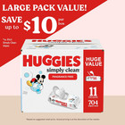 Huggies Simply Clean Unscented Baby Wipes  11 Flip-top Packs  704 Wipes Total 