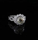 Vintage 2 82cttw Yellow Green Diamond Halo 14ct White Gold Ring Sz M Val  20720