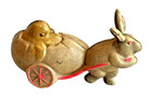Vintage Easter Celluloid Rabbit Pulling A Chick In An Egg Shell - Very Cute