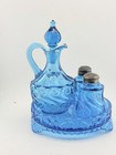 Dugan S Repeat Blue Glass Cruet Set W  Tray C1905