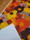 Awesome Rare Vintage Mid Century Retro 70s 60s Yel Org Red Brn Floral Fabric 