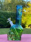 Green Skull 9  Heavy Glass Water Pipe Bong Bubbler Hookah Free Shipping