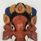 Vintage Hand Carved Ganesha Wood Wall Mask Bali Indonesia Elephant Hindu Decor